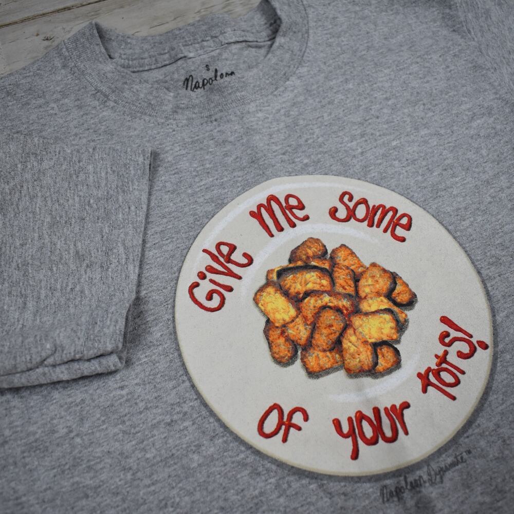 Vintage Napoleon Dynamite Gimme Your Tots T-shirt Youth Small Gray Graphic Tee